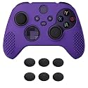 eXtremeRate PlayVital Purple 3D Studded Edition Anti-slip Silicone Cover Skin for Xbox Series X/S Controller, Soft Rubber Case Protector for Xbox Core Wireless Controller with 6 Black Thumb Grip Caps
