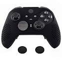 eXtremeRate PlayVital Black Soft Anti-Slip Silicone Cover Skins, Controller Protective Case for New Xbox One Elite Series 2, Xbox Elite 2 Core with Thumb Grips Analog Caps