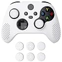eXtremeRate PlayVital White 3D Studded Edition Anti-slip Silicone Cover Skin for Xbox Series X/S Controller, Soft Rubber Case Protector for Xbox Core Wireless Controller with 6 White Thumb Grip Caps