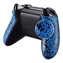 eXtremeRate Textured Blue Back Panels, Comfortable Non-Slip Side Rails, 3D Splashing Handles, Game Improvement Replacement Parts for Xbox One X S Controller