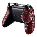 eXtremeRate Textured Red Back Panels, Comfortable Non-Slip Side Rails, 3D Splashing Handles, Game Improvement Replacement Parts for Xbox One X/S Controller (Model 1708)