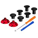 eXtremeRate ThumbsGear Interchangeable Thumbstick for Xbox Seires X/S, Chrome Red 3 Height Domed &amp; Concave Grips Ergonomic Adjustable Joystick for Xbox One S/X/Elite Controller