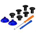 eXtremeRate ThumbsGear Interchangeable Thumbstick for Xbox Seires X/S, Chrome Blue 3 Height Domed &amp; Concave Grips Ergonomic Adjustable Joystick for Xbox One S/X/Elite Controller