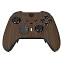 eXtremeRate Wood Grain Patterned Faceplate Cover, Soft Touch Front Housing Shell Case Replacement Kit for Xbox One Elite Series 2, Xbox Elite 2 Core Controller Model 1797 - Accent Rings Included