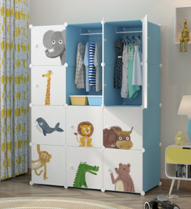 exvito 12-door 12-shelf plastic almirah for kids almirah of clothes cupboard clothes pc collapsible wardrobe finish color - ktm1 - blue diydo-it-yourself