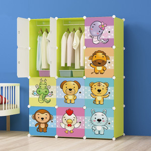 exvito 12-door 12-shelf plastic kids collapsible cupboard cloth stand pc collapsible wardrobe finish color - f3-green diydo-it-yourself