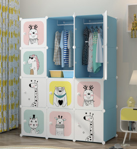 exvito 12-door 12-shelf plastic almirah for kids almirah of clothes cupboard clothes pc collapsible wardrobe finish color - kth3-blue diydo-it-yourself