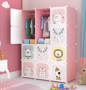 exvito 12-door 12-shelf plastic almirah for kids almirah of clothes cupboard clothes pc collapsible wardrobe finish color - ktl1-pink diydo-it-yourself