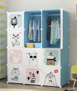 exvito 12-door 12-shelf plastic almirah for kids almirah of clothes cupboard clothes pc collapsible wardrobe finish color - ktj1 - blue diydo-it-yourself