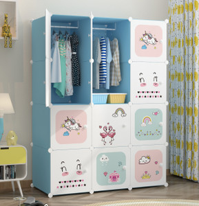 exvito 12-door 12-shelf plastic almirah for kids almirah of clothes cupboard clothes pc collapsible wardrobe finish color - ktk2-blue diydo-it-yourself