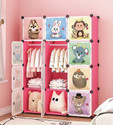 EXVITO 12-Door 12-Shelf Plastic almirah for kids, almirah of clothes ,cupboard clothes PC Collapsible Wardrobe (Finish Color - HW -RED, DIY(Do-It-Yourself))