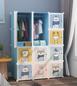 EXVITO 12-Door 12-Shelf Plastic almirah for kids, almirah of clothes ,cupboard clothes PC Collapsible Wardrobe (Finish Color - KTF1 - BLUE, DIY(Do-It-Yourself))