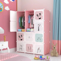 EXVITO 12-Door 12-Shelf Plastic almirah for kids, almirah of clothes ,cupboard clothes PC Collapsible Wardrobe (Finish Color - C3 - PINK, DIY(Do-It-Yourself))