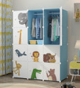 EXVITO 12-Door 12-Shelf Plastic almirah for kids, almirah of clothes ,cupboard clothes PC Collapsible Wardrobe (Finish Color - KTM1 - blue, DIY(Do-It-Yourself))