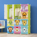 EXVITO 12-Door 12-Shelf Plastic kids Collapsible Cupboard Cloth stand PC Collapsible Wardrobe (Finish Color - F3-Green, DIY(Do-It-Yourself))