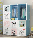 EXVITO 12-Door 12-Shelf Plastic almirah for kids, almirah of clothes ,cupboard clothes PC Collapsible Wardrobe (Finish Color - KTJ1 - Blue, DIY(Do-It-Yourself))