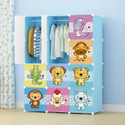 EXVITO 12-Door 12-Shelf Plastic kids Collapsible Cupboard Cloth stand PC Collapsible Wardrobe (Finish Color - BLUE-E3, DIY(Do-It-Yourself))