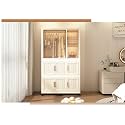 EXVITO Wardrobe – 2 Tier Cupboard for Storage, Almirah for Clothes, Cabinet for Storage Box, Wardrobe Organizer for Storage