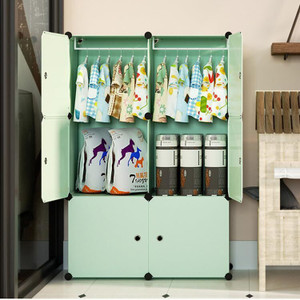 exvito 6-door 6-shelf plastic kids collapsible cupboard clothes rack pc collapsible wardrobe finish color - u3 green diydo-it-yourself