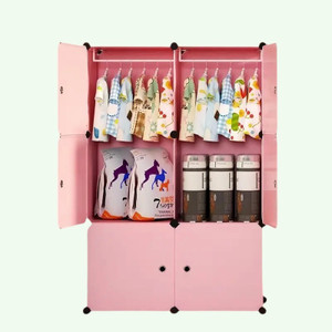 exvito 6-door 6-shelf plastic kids collapsible cupboard cloth stand pc collapsible wardrobe