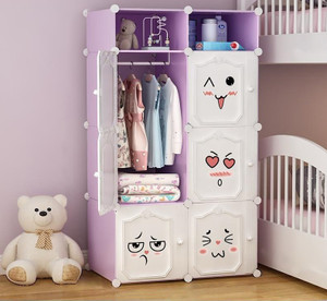 exvito 6-door 8-shelf plastic almirah for kids almirah of clothes cupboard clothes pc collapsible wardrobe