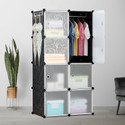 EXVITO 8-Door 8-Shelf Plastic almirah for kids, almirah of clothes ,cupboard clothes PC Collapsible Wardrobe (Finish Color - N5 BLACK, DIY(Do-It-Yourself))