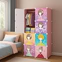 8 Door Kids Plastic Wardrobe for Clothes, Foldable Plastic Almirah for Clothes, Collapsible Wardrobe for Storage, Baby Cupboard for Clothes, Storage Rack for Kids (Pink, 8 Door)