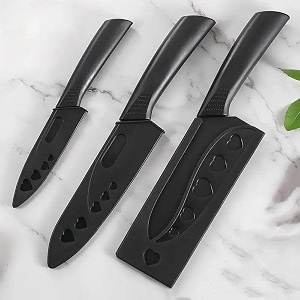 exvito knife set for kitchen  professional stainless steel set of 3 kitchen knife meat knife chef39s knife with non-slip handle sharpening for home kitchen and restaurant - black
