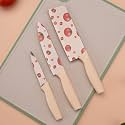 EXVITO Knife Set for Kitchen ^ Professional Stainless Steel Set of 3 Kitchen Knife, Meat Knife, Chef's Knife with Non-Slip Handle Sharpening for Home Kitchen and Restaurant - Tomato-Beige