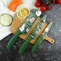 EXVITO Knife Set for Kitchen ^ Professional Stainless Steel Set of 3 Kitchen Knife, Meat Knife, Chef's Knife with Non-Slip Handle Sharpening for Home Kitchen and Restaurant - BHALU-Green