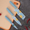 EXVITO Knife Set for Kitchen ^ Professional Stainless Steel Set of 3 Kitchen Knife, Meat Knife, Chef's Knife with Non-Slip Handle Sharpening for Home Kitchen and Restaurant - Lemon-Light Blue