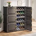 EXVITO 4 Tier Shoe Rack with Shelf, Folding Shoe Rack for Bedroom, Living Room,Entryway, Footwear Stand for Home, Organizer, ShoeRack Plastic | Plastic Shoes Rack for Home - Grey (HG_Grey, 6 Door)