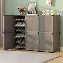 EXVITO 6 Door Shoe Rack with Shelf, Folding Shoe Rack for Bedroom, Living Room,Entryway, Footwear Stand for Home, Organizer, ShoeRack Plastic | Plastic Shoes Rack for Home - HV-Grey