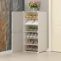 Portable Shoe Rack for Home Plastic Shelves Household - 3 DOOR DIY MultiPurpose Shoe Rack Organizer, Shoe Storage-Shelf with Dustproof Door Entryway for Heels/Slippers/Boots (OFF WHITE, 6 DOOR)