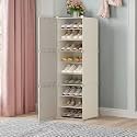Portable Shoe Rack for Home Plastic Shelves Household - 3 Door DIY Multipurpose Shoe Rack Organizer, Shoe Storage-Shelf with Dustproof Door Entryway for Heels/Slippers/Boots (White, 4 Door)