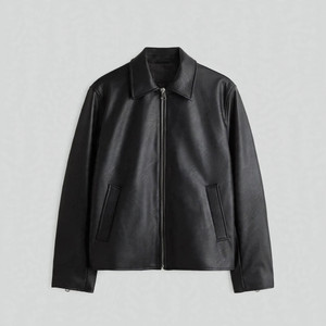 exvon Men Solid Leather Jacket