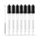 Eye Dropper Set for Essential Oils,8Pcs 1ml Pipettes Dropper with Black Rubber Head, Calibrated Thick Glass Medicine Dropping Pipettes for Liquid, Straight-Tip