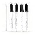Eye Dropper Set for Essential Oils, Pipettes Dropper with Black Rubber Head, Calibrated Thick Glass Medicine Dropping Pipettes, 1ml Dropper Measurer, Dropper for Liquid, Straight-Tip, Bent-Tip