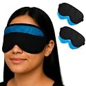 Eye Mask with Cooling Gel Technology for Dark Circles, Puffy Eyes, Redness, Migraine & Headache Relief | Jumbo Size | Soft Silk | For Men & Women (Black, pack of 2)
