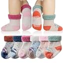Eyean Baby Wool Grip Sock Soft Winter Warm Thick Non Slip Toddler Boy Girls Crew Socks For Children 6 Pairs