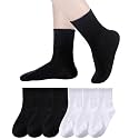 Eyean Kids Athletic Crew Socks Boys Girls Cotton School Uniform Casual Basic Socks 6 Pairs