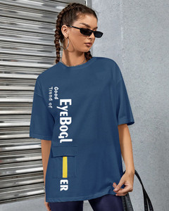 eyebogler casual regular sleeves printed women blue top