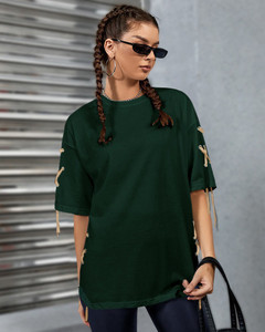eyebogler casual regular sleeves solid women green top