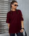 EyeBogler Casual Regular Sleeves Solid Women Maroon Top