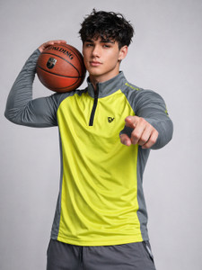 EyeBogler Colorblock Men Zip Neck Grey Yellow