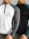 EyeBogler Colorblock Men Zip Neck Multicolor T-Shirt