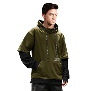 EYEBOGLER Mens Cotton Blend Colorblocked Hooded Neck