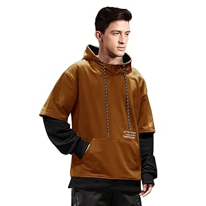 EYEBOGLER Mens Cotton Blend Colorblocked Hooded Neck