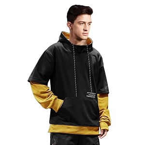 EYEBOGLER Mens Cotton Blend Colorblocked Hooded Neck