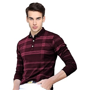 EYEBOGLER Mens Polo Neck Full Sleeves Printed